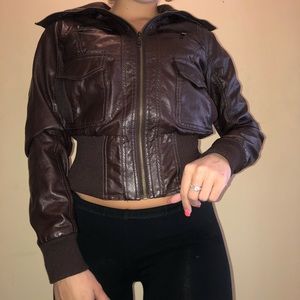 Brown leather jacket